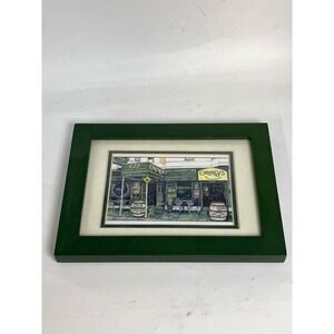 OReillys Newtown Square Framed Art Print‎ Irish Pub Decor Green Wood Frame